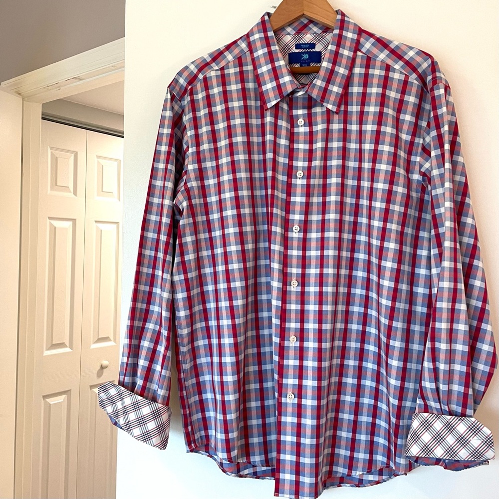 EGARA NWOT MENS BUTTON-DOWN XXL 2XL FLIP CUFF NON IRON LONG SLEEVE HIGH QUALITY